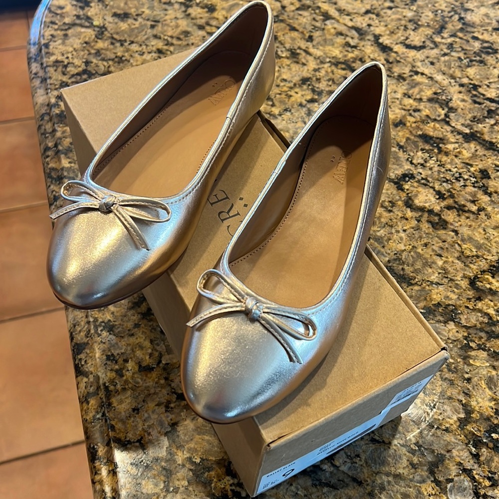 J.Crew ballet flats, metallic rose gold 9